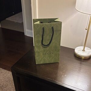 Gucci Olive Green Gift Bag with Black Rope Handles